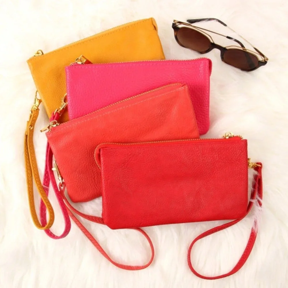 Multi-Compartment‎ Convertible Clutch Crossbody Bag Wristlet - Gold - Picture 2 of 4
